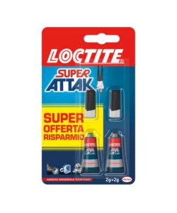 COLLA LIQUIDA TRASPARENTE HENKEL "LOCTITE SUPER ATTAK", 2+2 GR